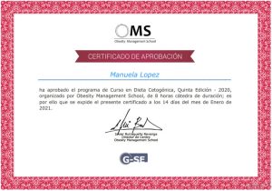 Certificado de aprobación Coach Keto Cetogénica